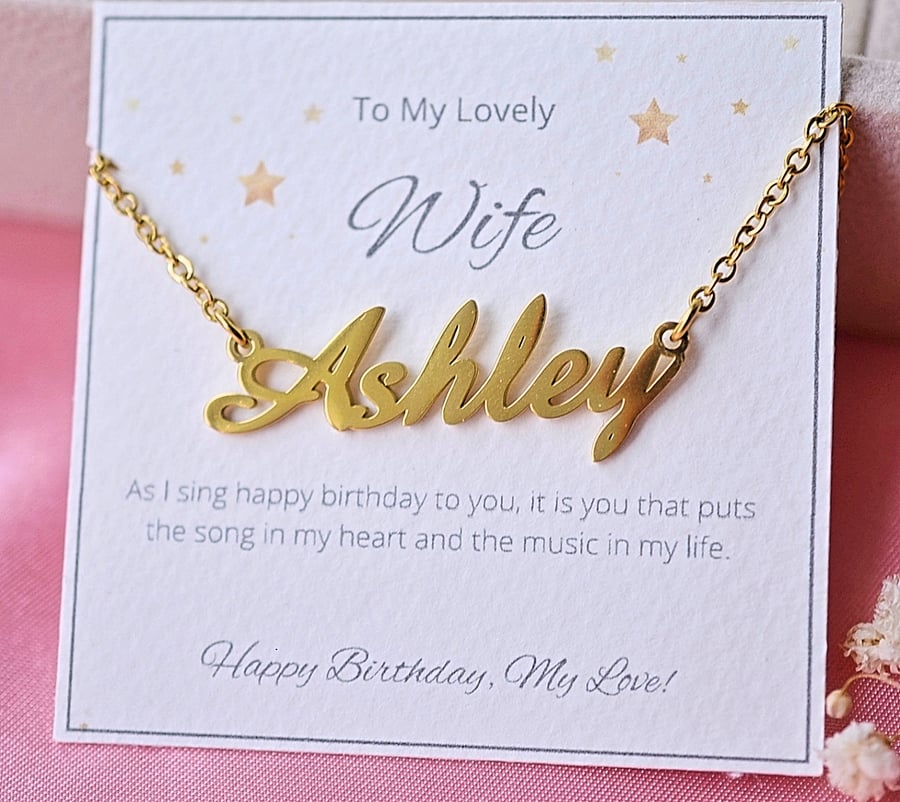 18k Gold plated Custom name pendant necklace, personalised birthday gift