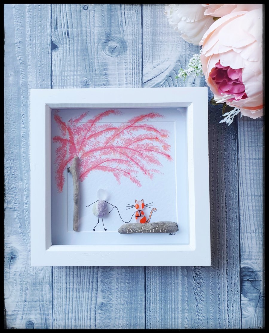 Seaglass, driftwood and pebble art "RAMI"