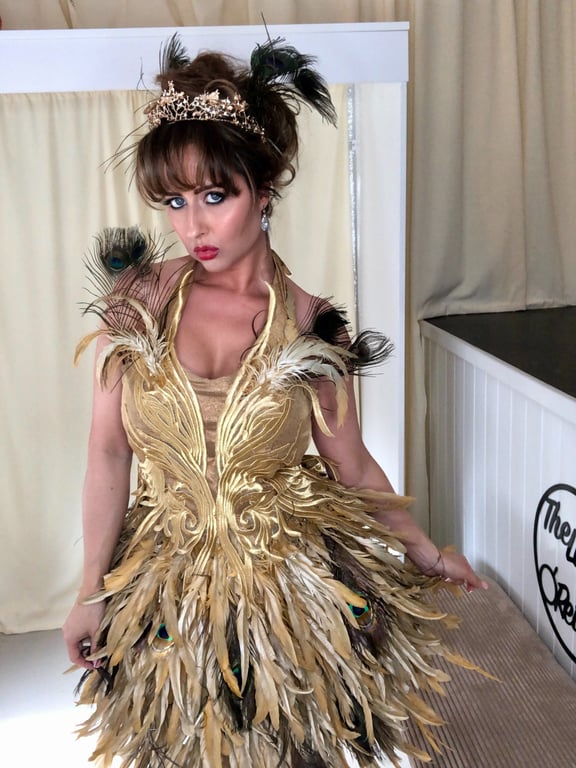 Gold Peacock Feather Dress – Handmade Luxury by The Life of O’Reilly