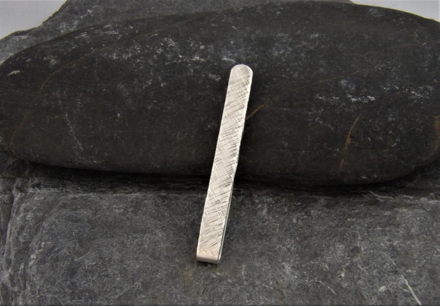 Hammered Texture Sterling Silver Tie Clip