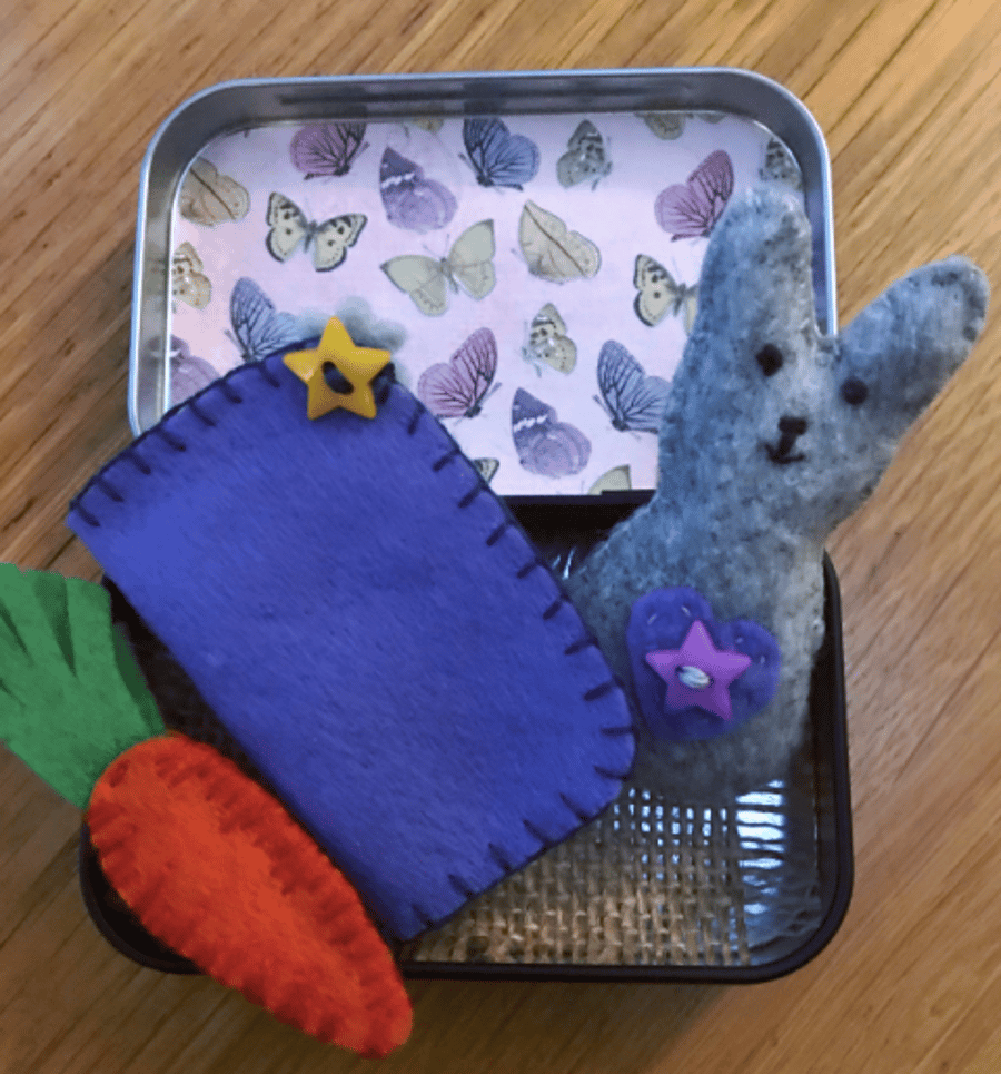 Mini Bunny Rabbit Tin - pocket worry palm toy