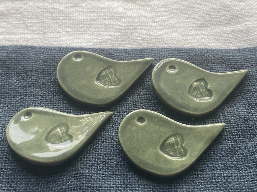 Handmade Ceramic Birdy Buttons sold Individually 
