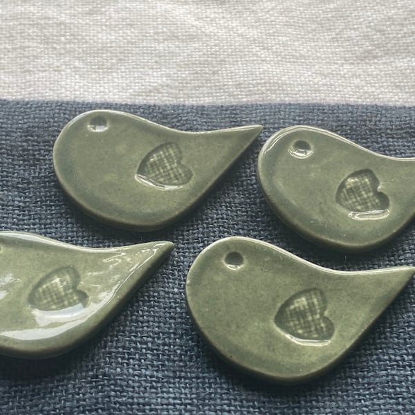 Handmade Ceramic Birdy Buttons sold Individually 