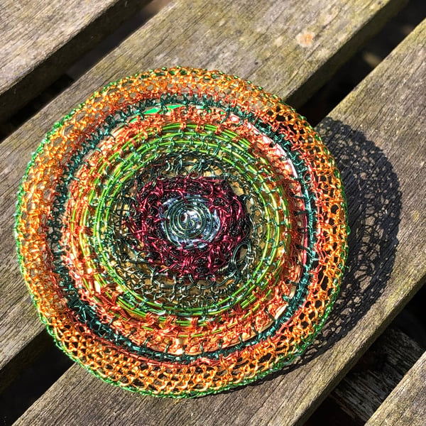 Large Circle Brooch from recycled objects