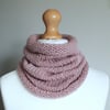 Soft Pink Merino Wool Cowl, Scarf, Infinity Scarf, Neck Warmer