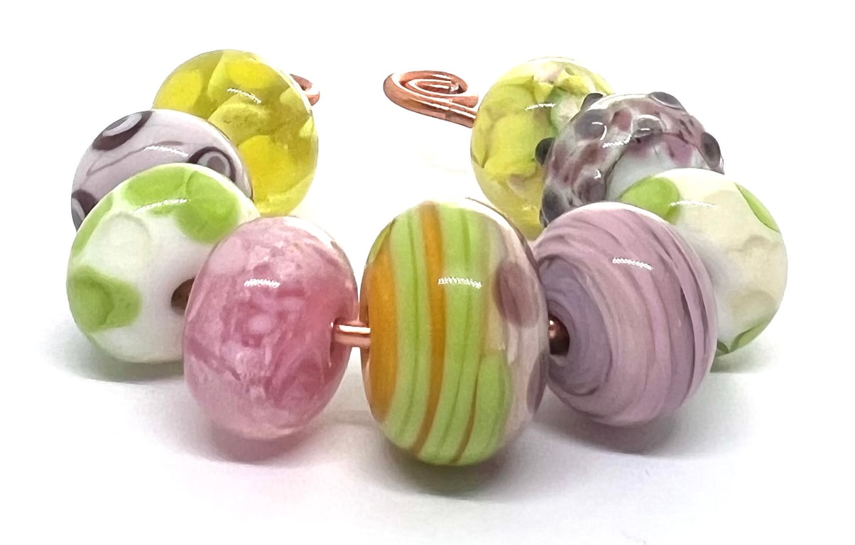Artisan Lampwork Glass Beads – Wildflower Meadow Pastel Set