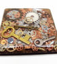 Handmade Steampunk Fridge Magnet, Resin Embedded Cogs and Keys - Image 8