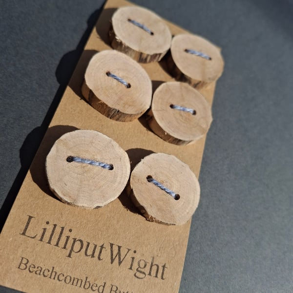 Set of six flat driftwood disk buttons
