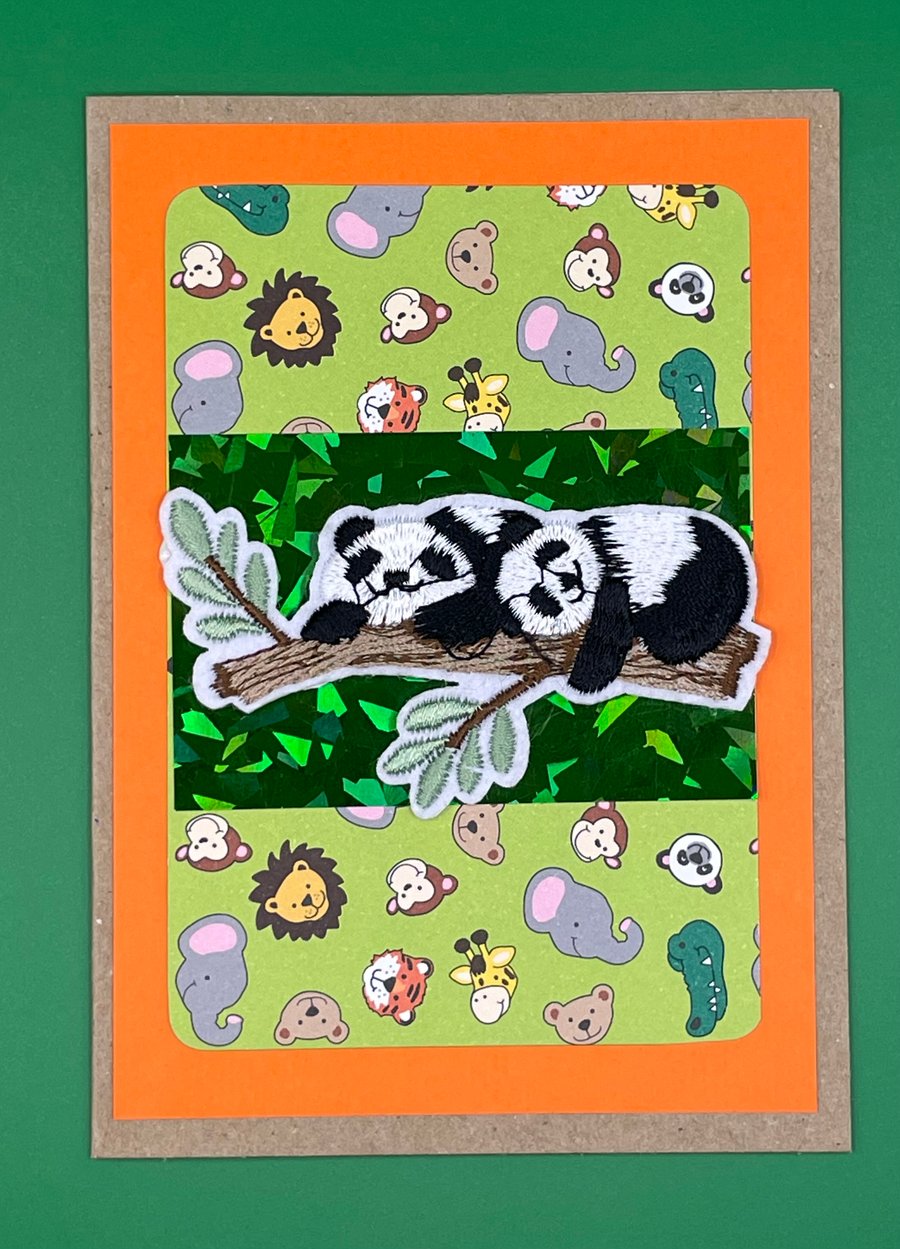Panda card with iron on motif
