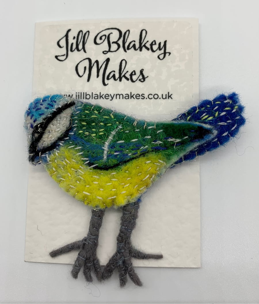 Blue tit brooch