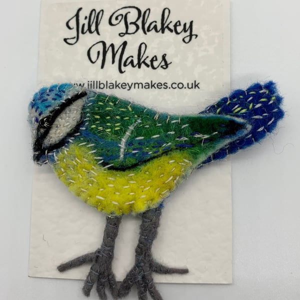 Blue tit brooch