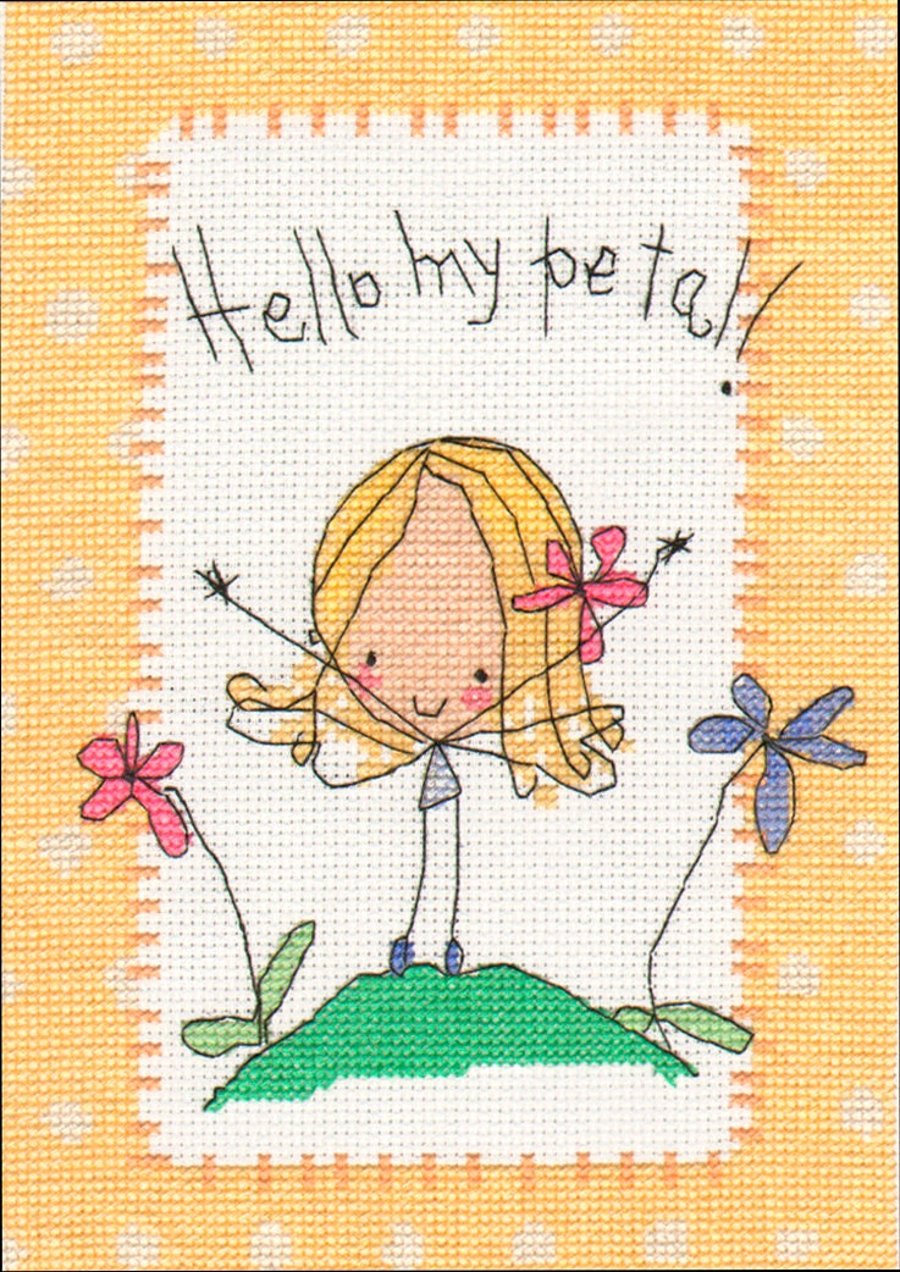 Juicy Lucy - little girl with flowers cross stitch kit