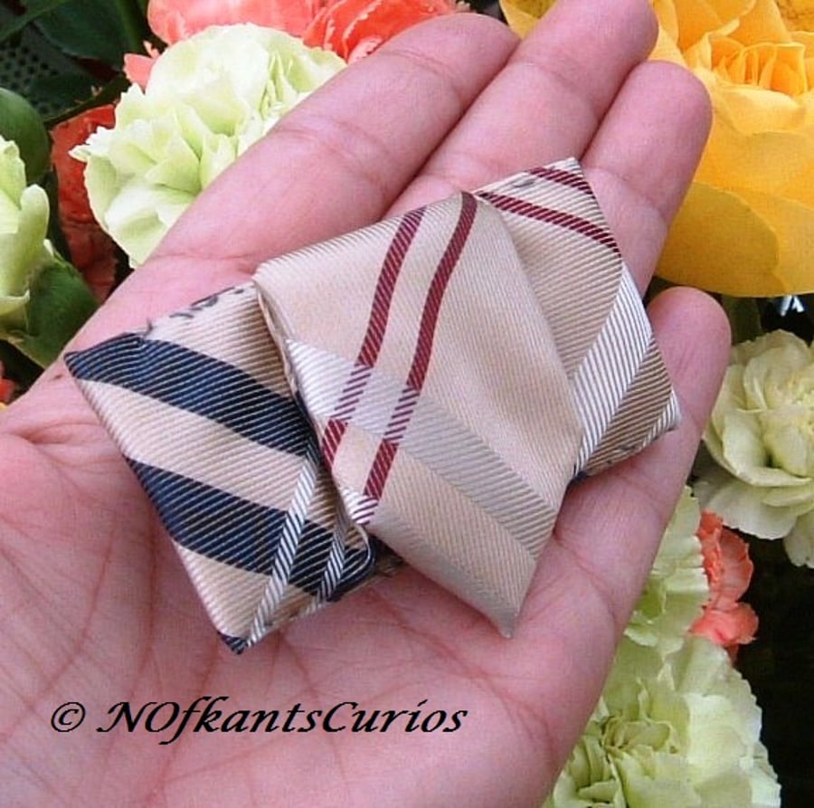Tied to my Lapel!  Pretty Brooch made from Gent's Neck Tie.