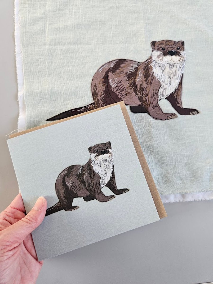 Otter card, blank card, printed card for otter and animal lovers