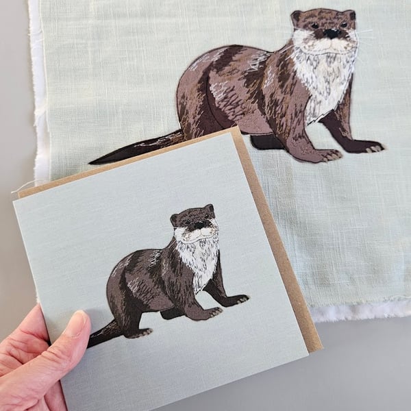 Otter card, blank card, printed card for otter and animal lovers