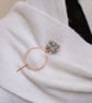 Copper Shawl Pin - Festive Wreath with Turquoise & Shell - Image 1