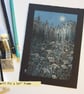 Moonlit Night Flower Meadow, original landscape art, wall art, floral landscape - Image 3