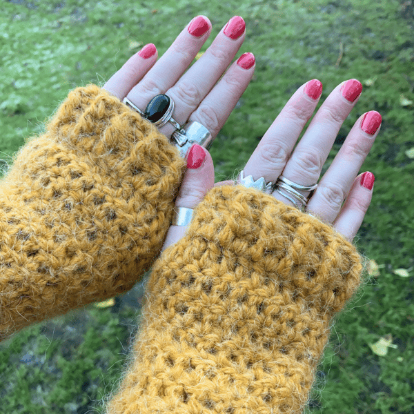Handmade Crochet Alpaca Blend Fingerless Gloves