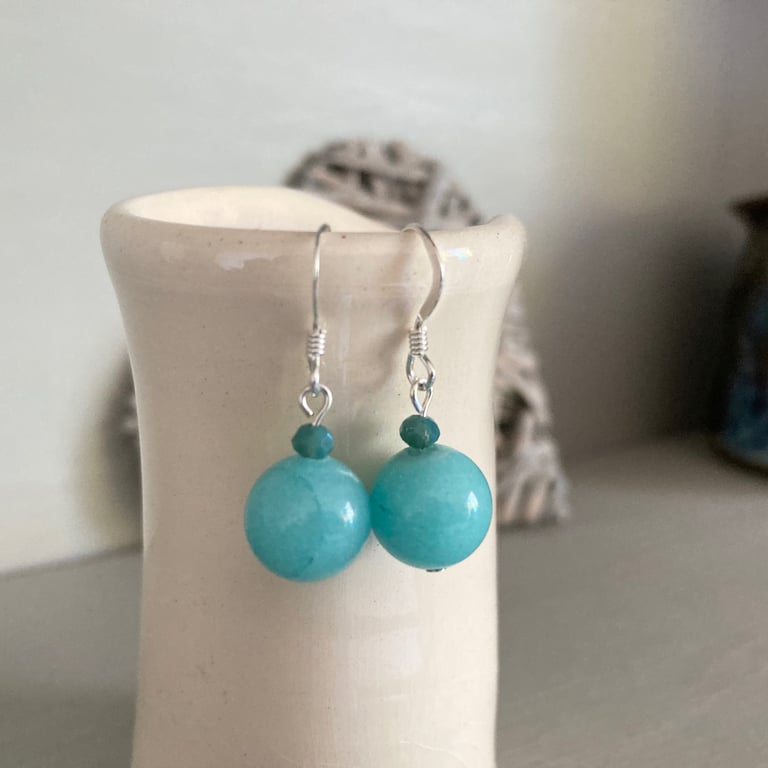 Turquoise coloured bead earrings, SALE