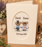 Personalised Wedding Card, Handmade Cross Stitch Card, Bride and Groom Mice - Image 1
