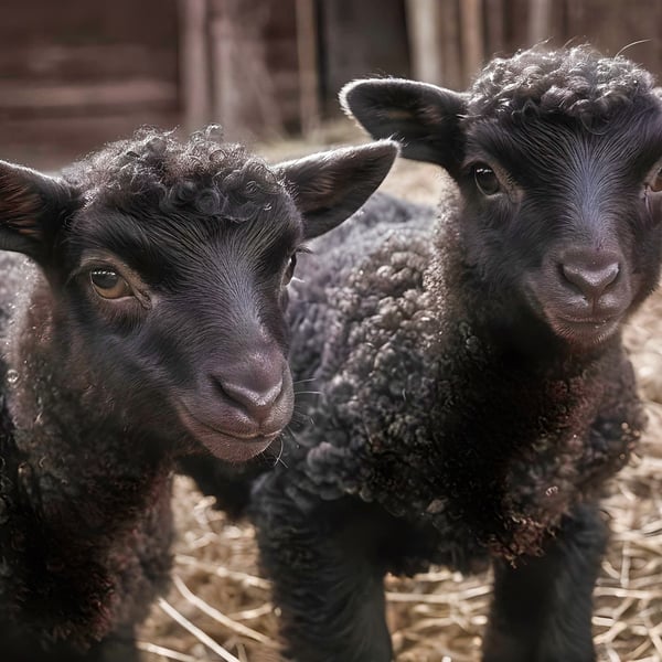 Black Lambs Greeting Card A5 Size 