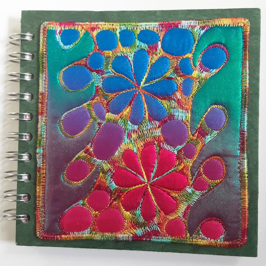 Spiral Bound Sketchbook with Free Machine Embroidery Cover