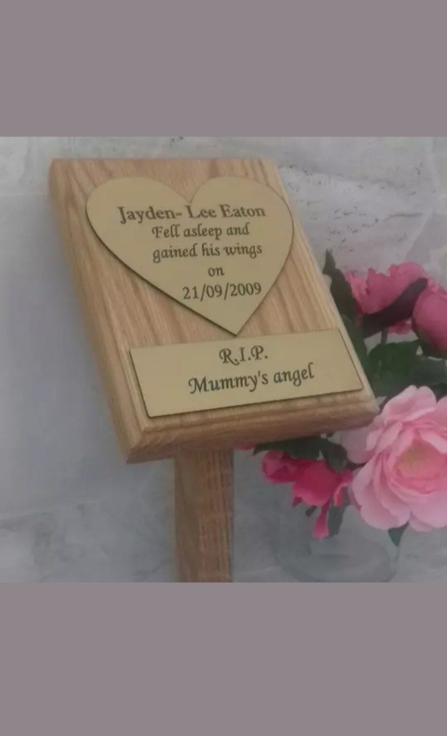 Oak grave cemetery marker tree dedication plaque cemetery plaque 