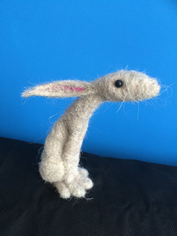 Needle felted moon gazing hare  Art sculpture