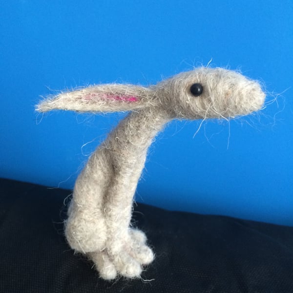 Needle felted moon gazing hare  Art sculpture