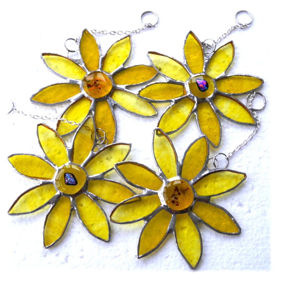Sunflower Suncatcher Handmade Stained Glass 