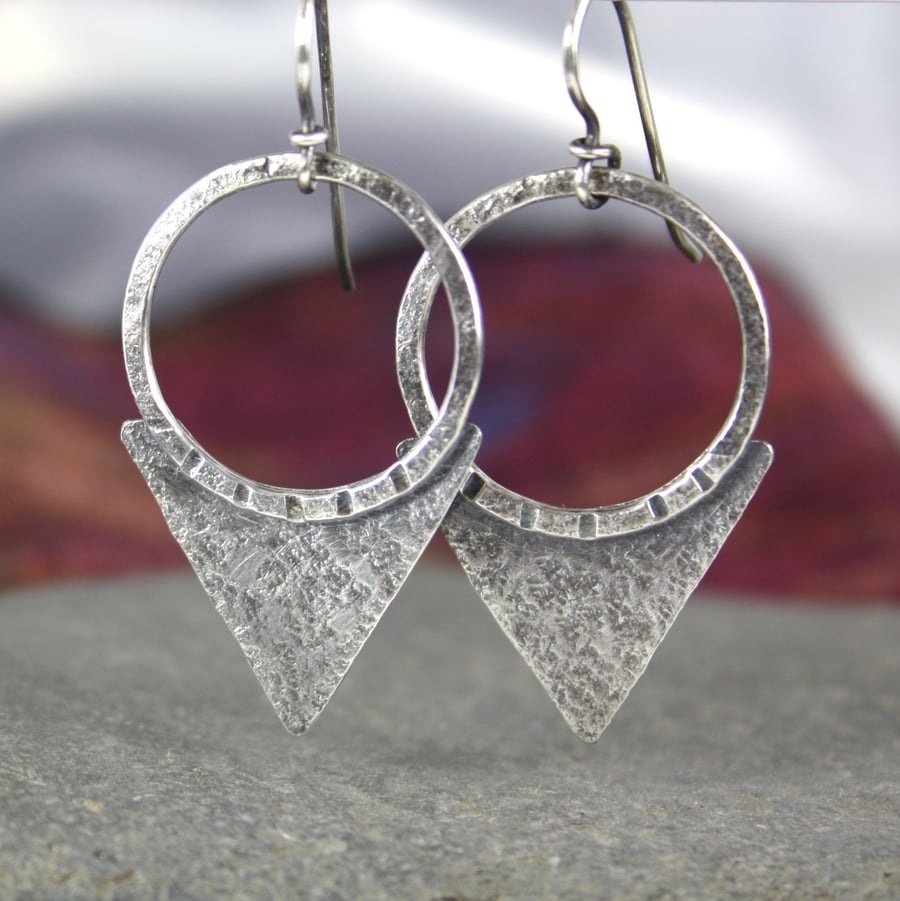 Large silver tribal earrings