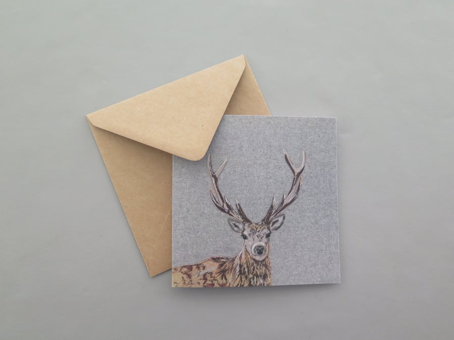 Stag card, printed on recycled card, blank