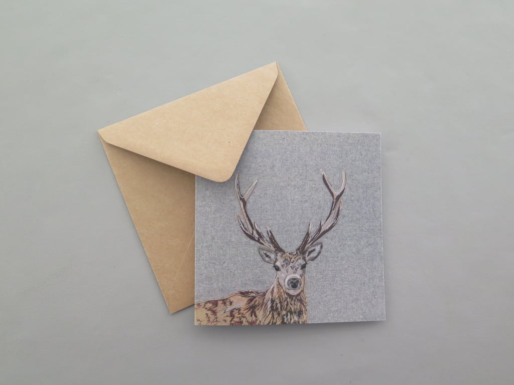 Stag card, printed on recycled card, blank