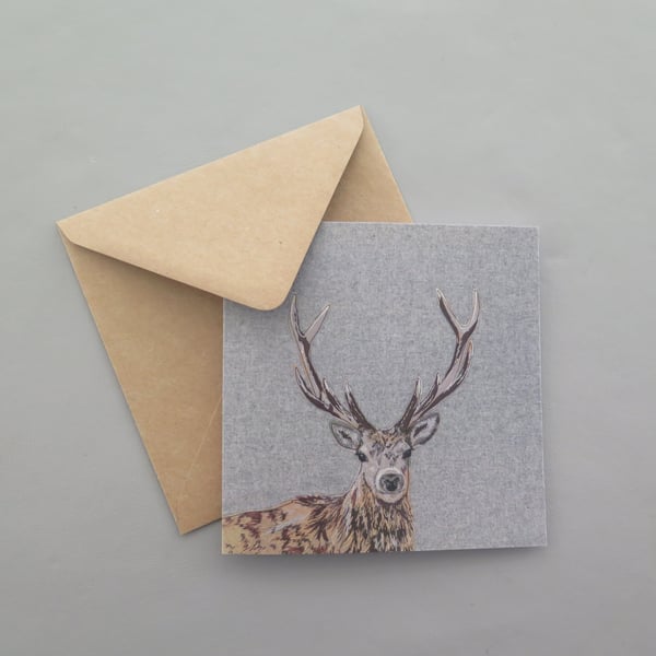 Stag card, printed on recycled card, blank