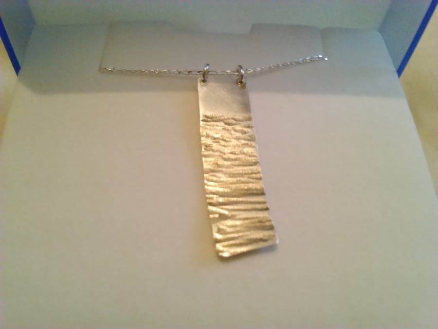 Sterling silver Hammered strip necklace