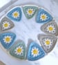 Crochet Daisy Bunting – Coastal Nursery Garland in Duck Egg, Nigella and Silver