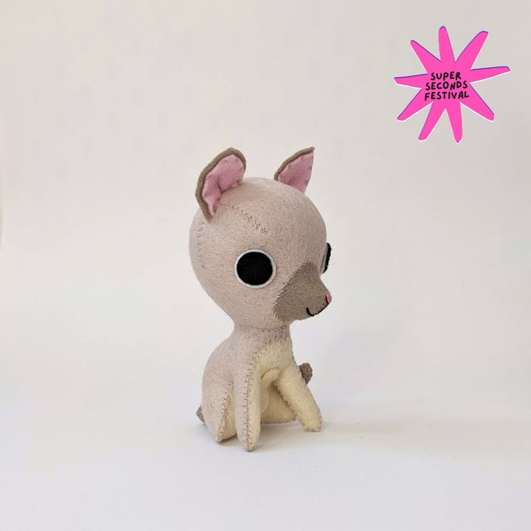 Lilac Siamese Cat, wool felt sculpture, Super Seconds Festival