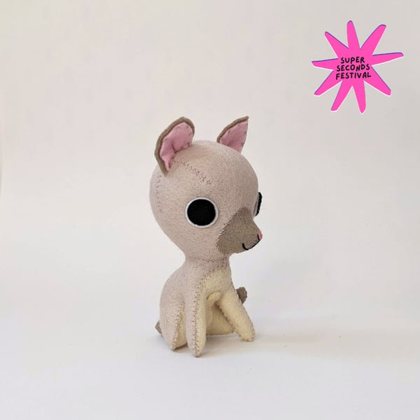 Lilac Siamese Cat, wool felt sculpture, Super Seconds Festival