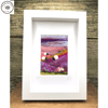 Small landscape summer felted fibre art embroidery heather purple gift