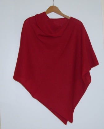 Soft Merino Lambswool  Poppy Red Wrap Poncho