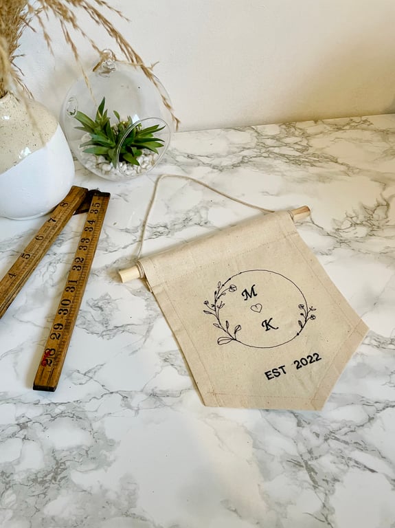 Cotton 2nd second wedding anniversary embroidered personalised gift