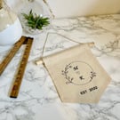 Cotton 2nd second wedding anniversary embroidered personalised gift