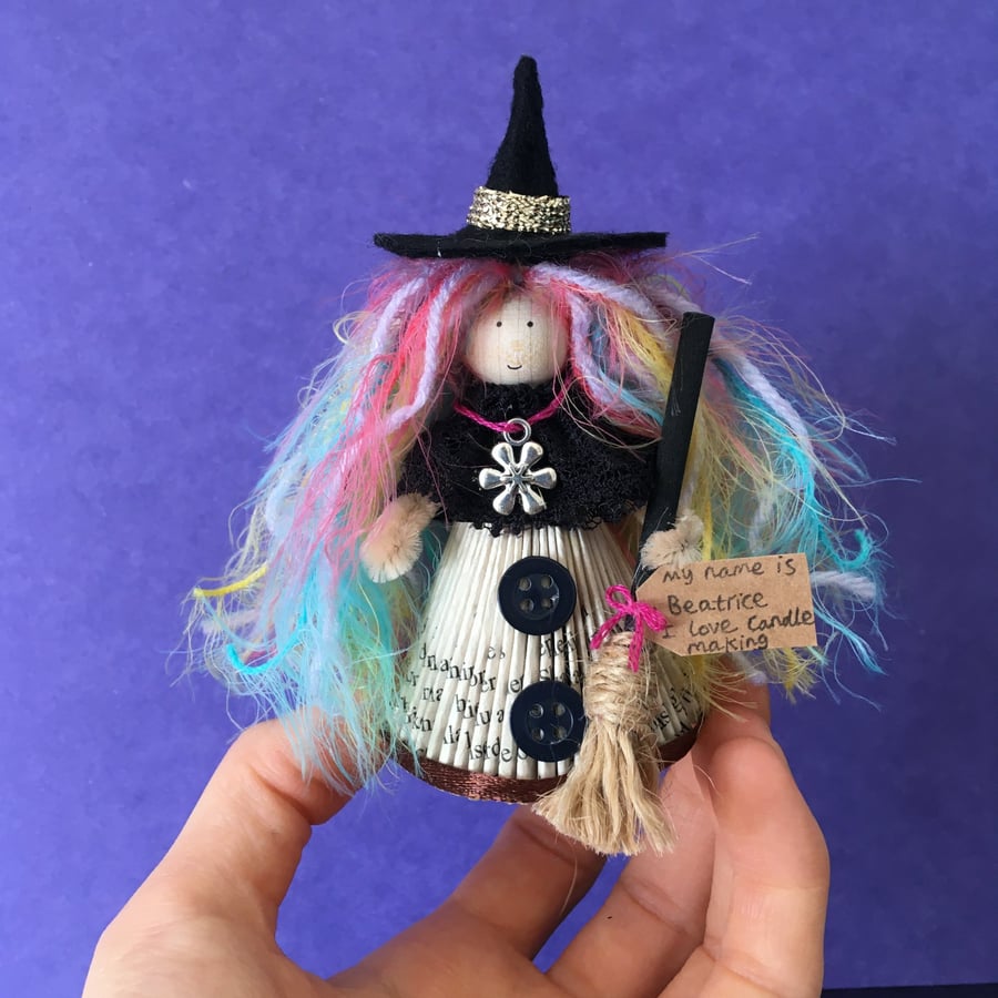 Rainbow Witch Doll Decoration, Witchy Decor 