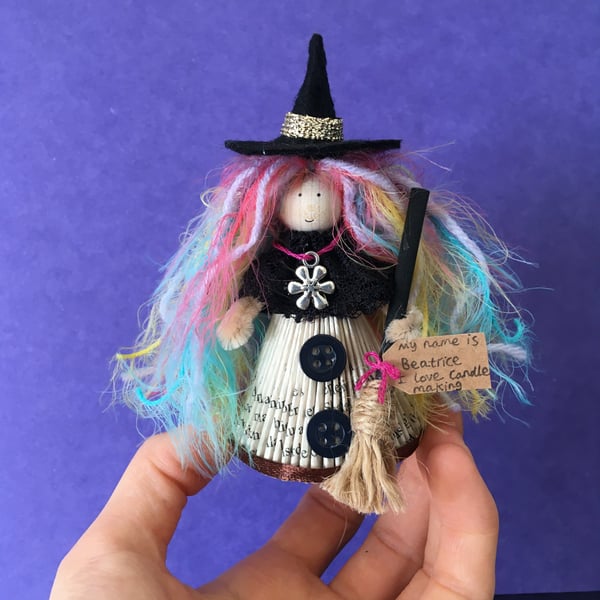 Rainbow Witch Doll Decoration, Witchy Decor 
