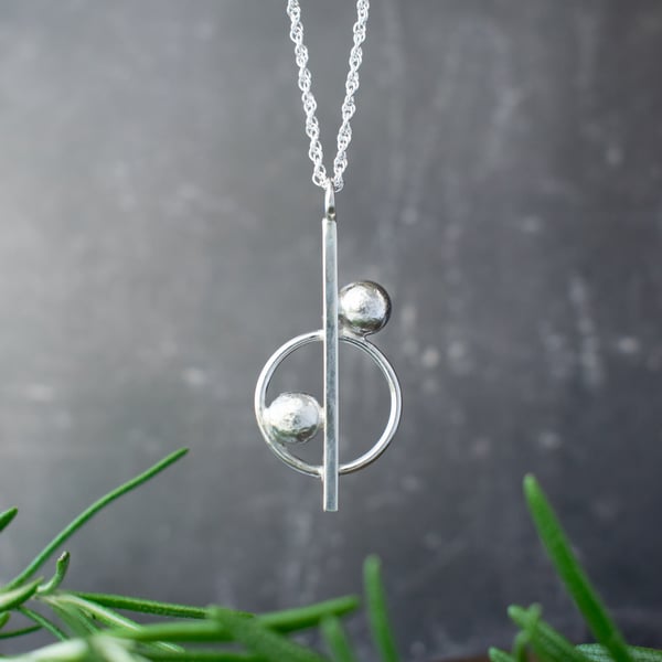 Contemporary Geometric Silver Necklace - Letterbox Gift