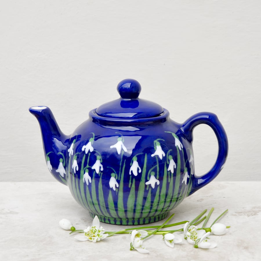 Snowdrop Teapot - Hand Painted