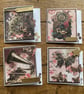 Steampunk Vintage Card Set of 4, Handmade 5x5 Greeting Cards