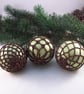 Christmas baubles boxed set of 6 large decorated with crochet lace (A42) - Image 3