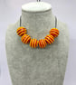 Handmade dark orange and yellow striped lamp work glass beads - Image 7