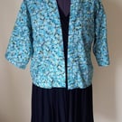 Kimono Style Jacket - Blue Floral - size Medium